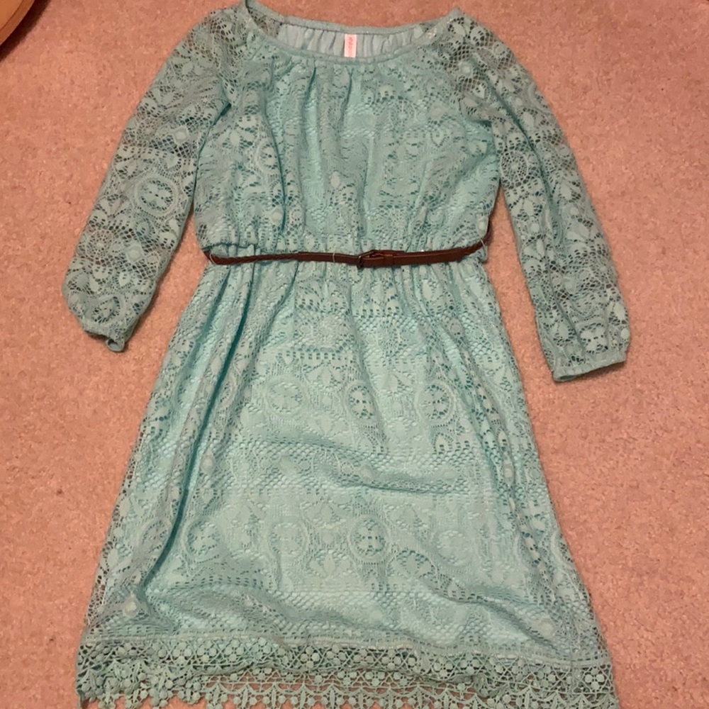 kids teal dress